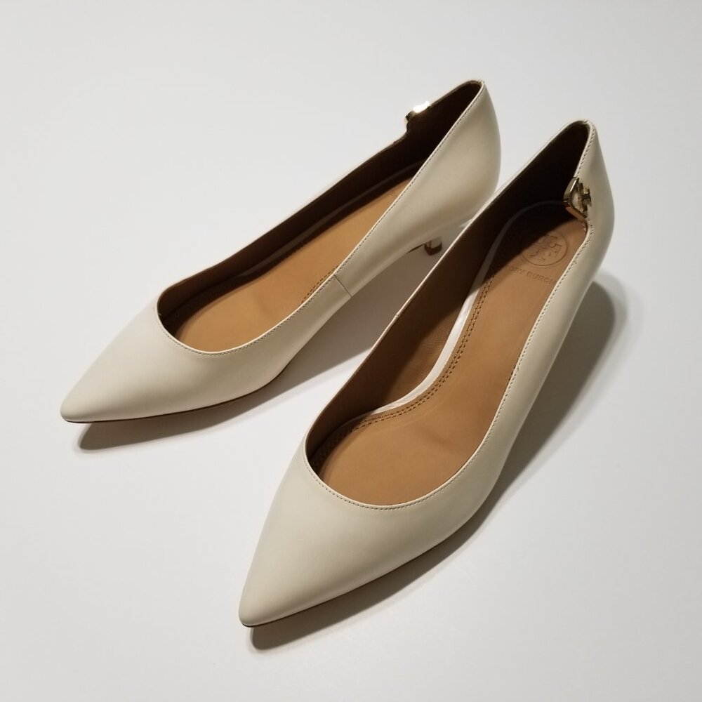 NIB Tory Burch Elizabeth Pump 40MM Leather Perfect Ivory Size 8.5 $278 - Picture 6 of 16